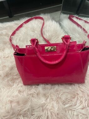 Patent Pink Mini Satchel with Gold Hardware